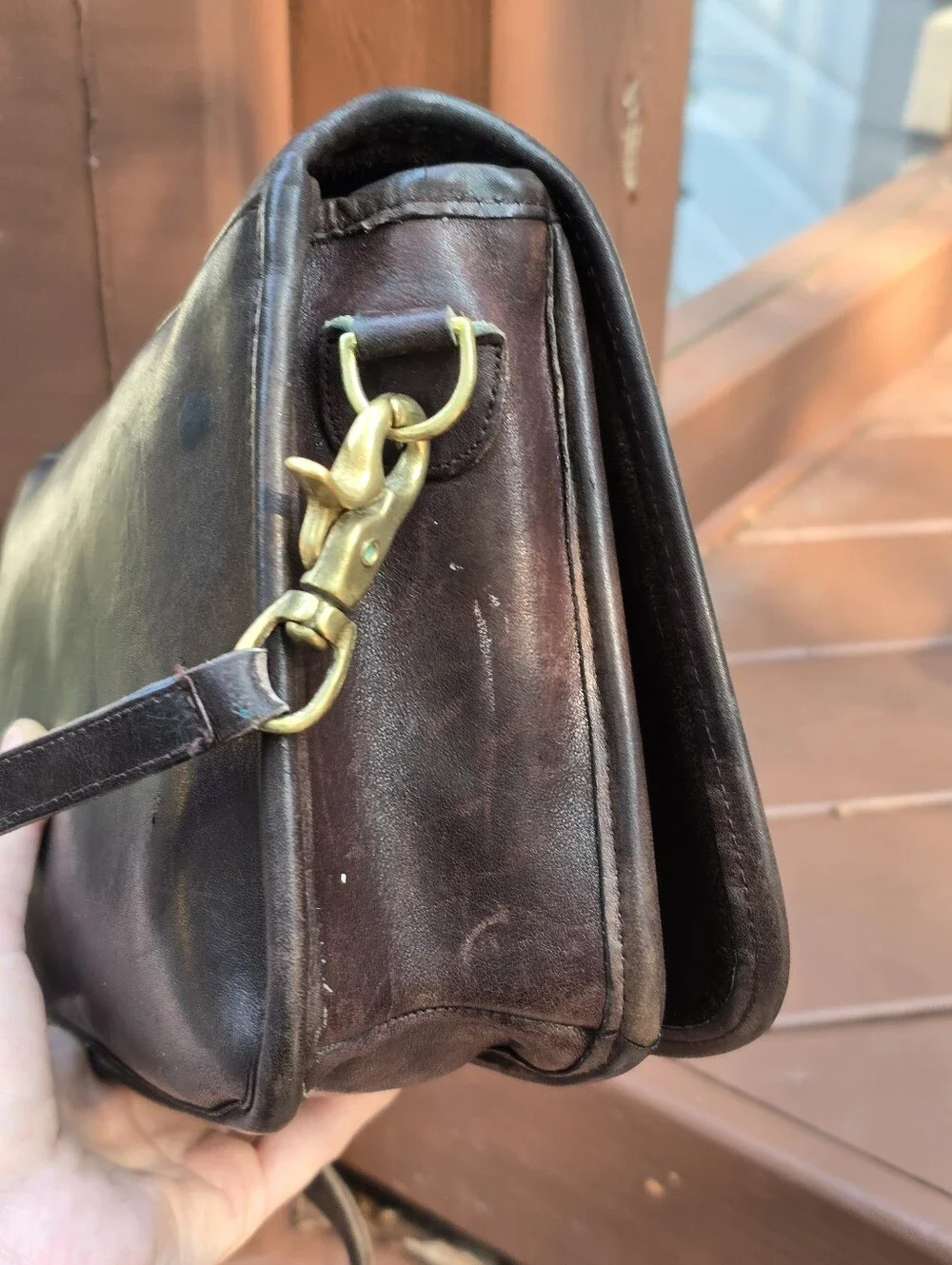 VINTAGE COACH Penny Pocket Purse Dark Mahogany Crossbody